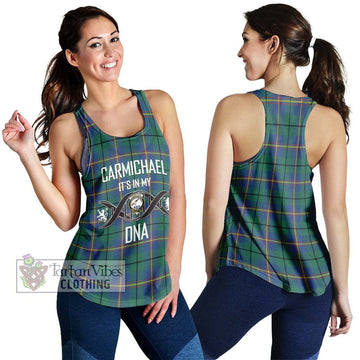 Carmichael Ancient Tartan Women's Racerback Tanks with Family Crest DNA In Me Style