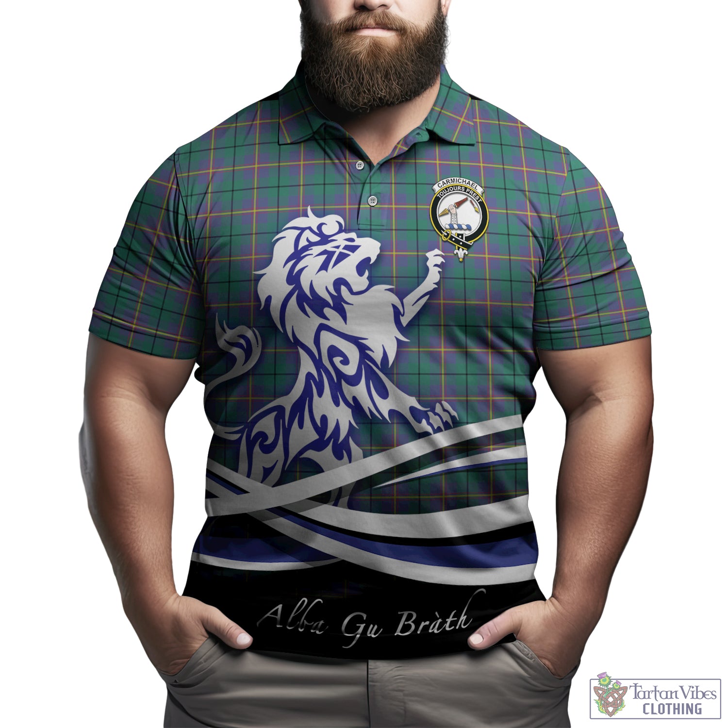 carmichael-ancient-tartan-polo-shirt-with-alba-gu-brath-regal-lion-emblem