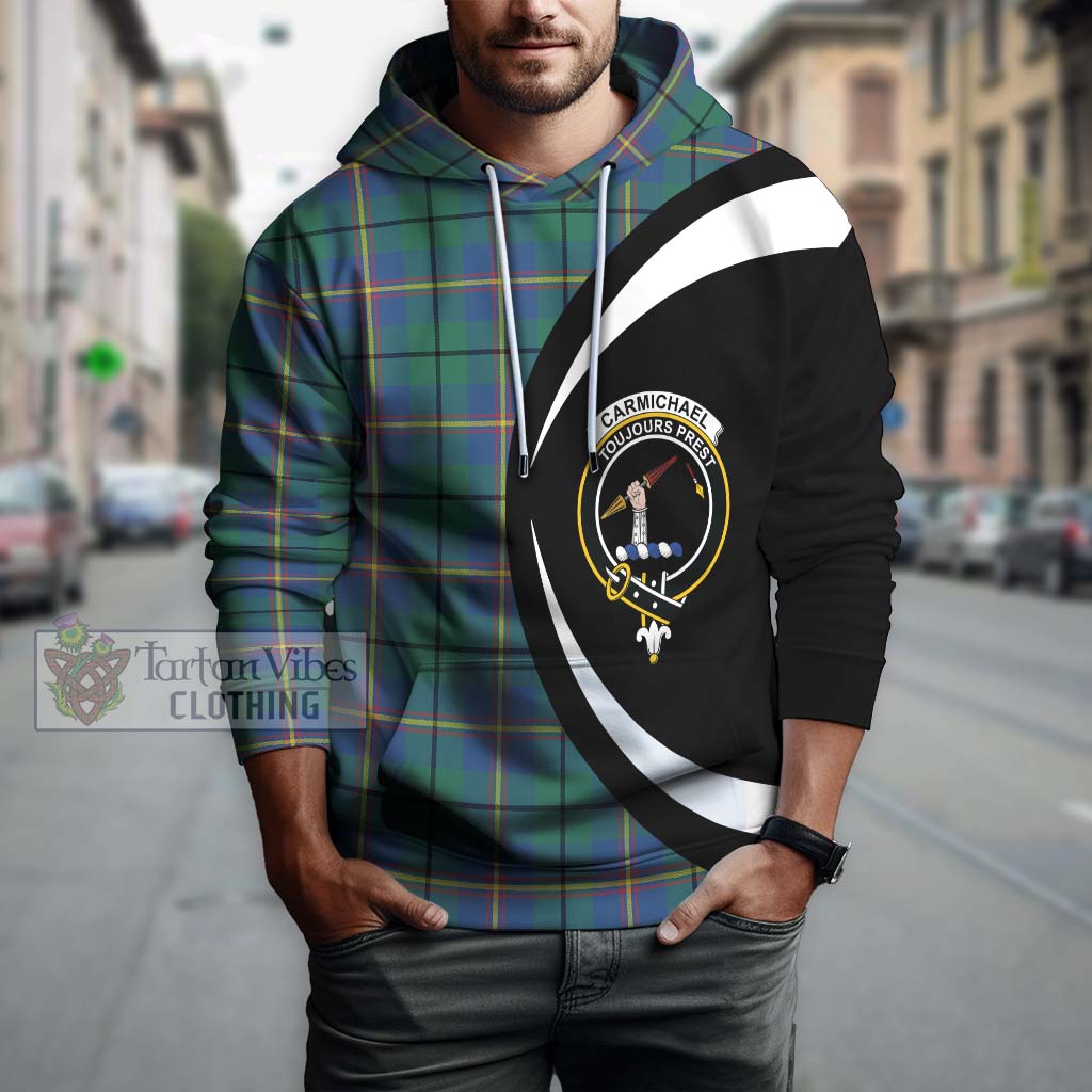 Tartan Vibes Clothing Carmichael Ancient Tartan Hoodie with Family Crest Circle Style