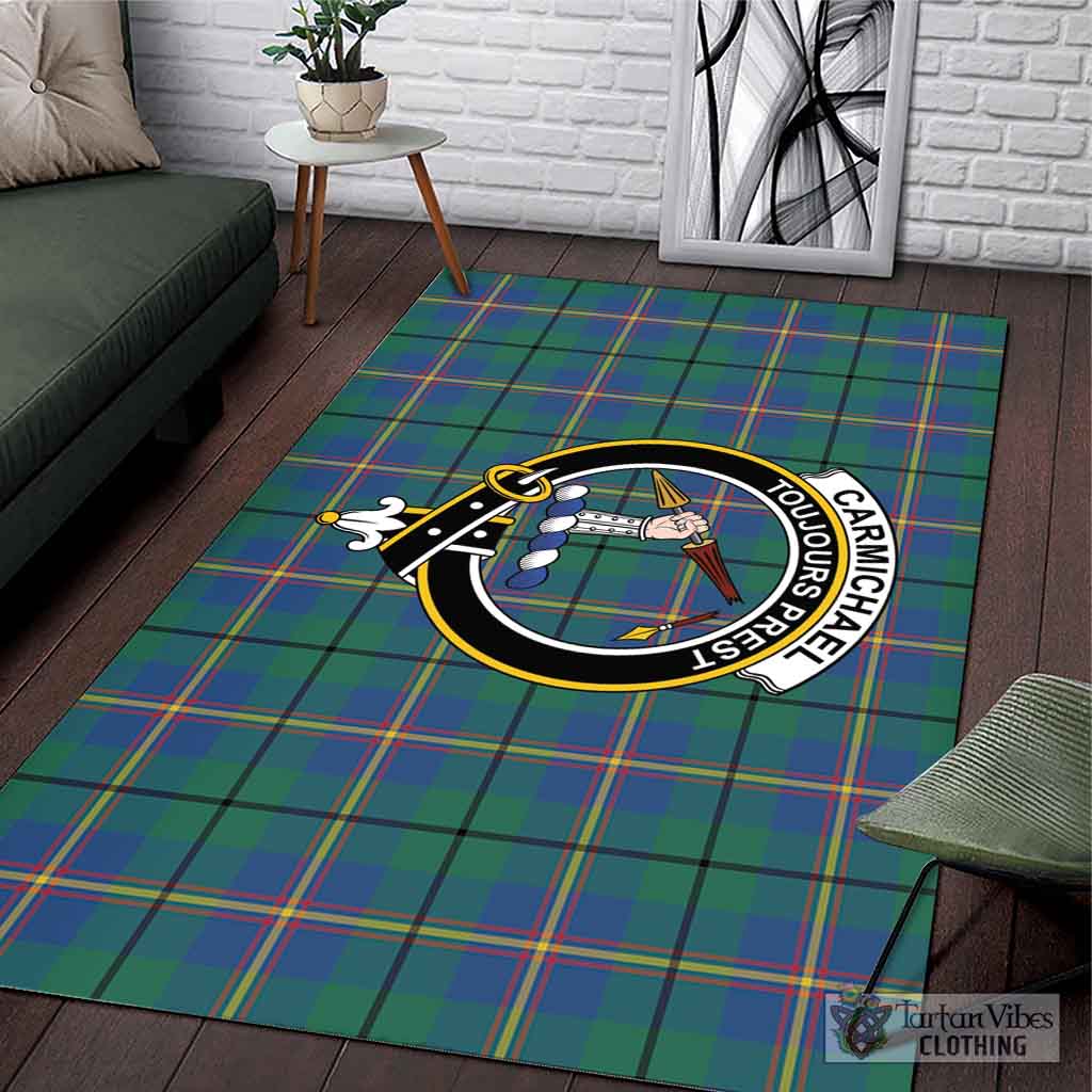 Tartan Vibes Clothing Carmichael Ancient Tartan Area Rug with Family Crest