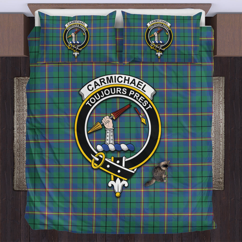 Carmichael Ancient Tartan Bedding Set with Family Crest US Bedding Set - Tartan Vibes Clothing