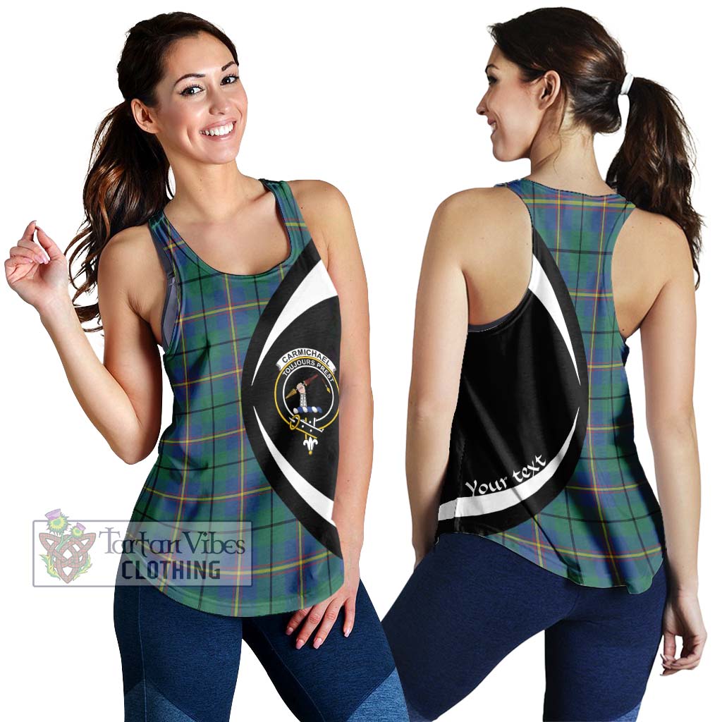 Carmichael Ancient Tartan Women's Racerback Tanks with Family Crest Circle Style 4XL - Tartan Vibes Clothing