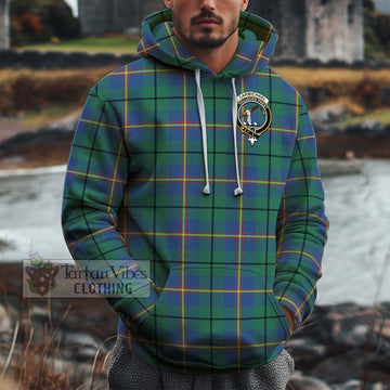 Carmichael Ancient Tartan Cotton Hoodie with Family Crest