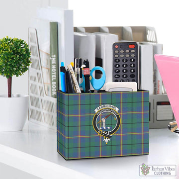 Carmichael Ancient Tartan Pen Holder with Family Crest