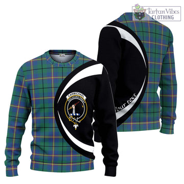 Carmichael Ancient Tartan Knitted Sweater with Family Crest Circle Style