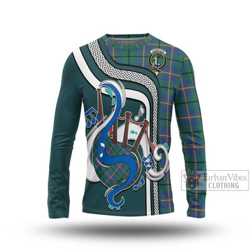 Carmichael Ancient Tartan Long Sleeve T-Shirt with Epic Bagpipe Style