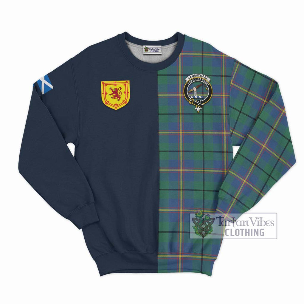 Tartan Vibes Clothing Carmichael Ancient Tartan Sweatshirt with Scottish Lion Royal Arm Half Style