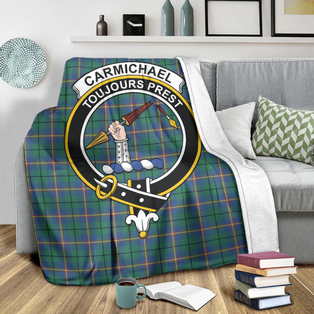 Carmichael Ancient Tartan Blanket with Family Crest X-Large 59 x 79 inches 150 x 200 cm - Tartan Vibes Clothing