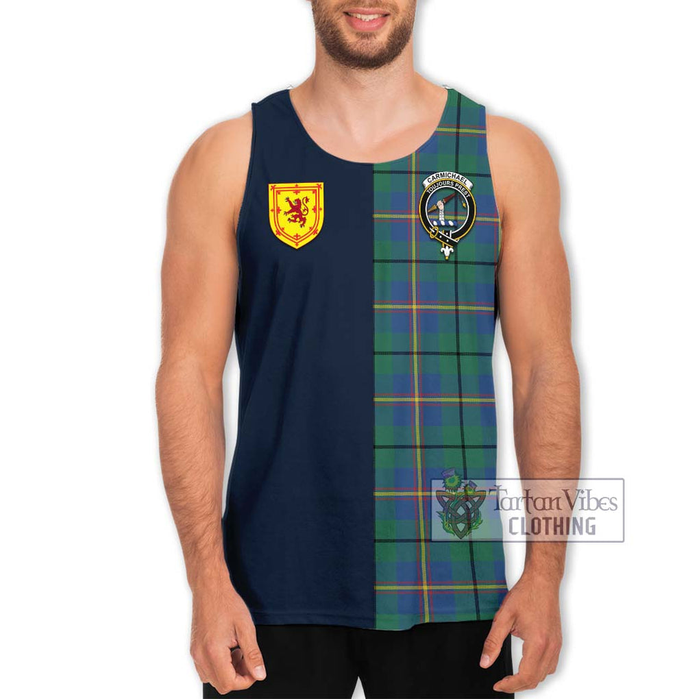 Tartan Vibes Clothing Carmichael Ancient Tartan Men's Tank Top with Scottish Lion Royal Arm Half Style