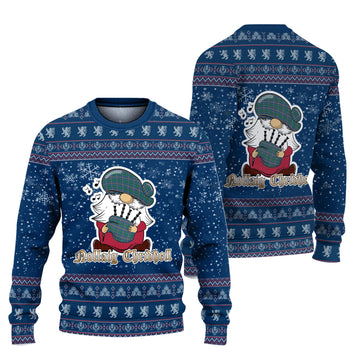 Carmichael Ancient Clan Christmas Family Ugly Sweater with Funny Gnome Playing Bagpipes