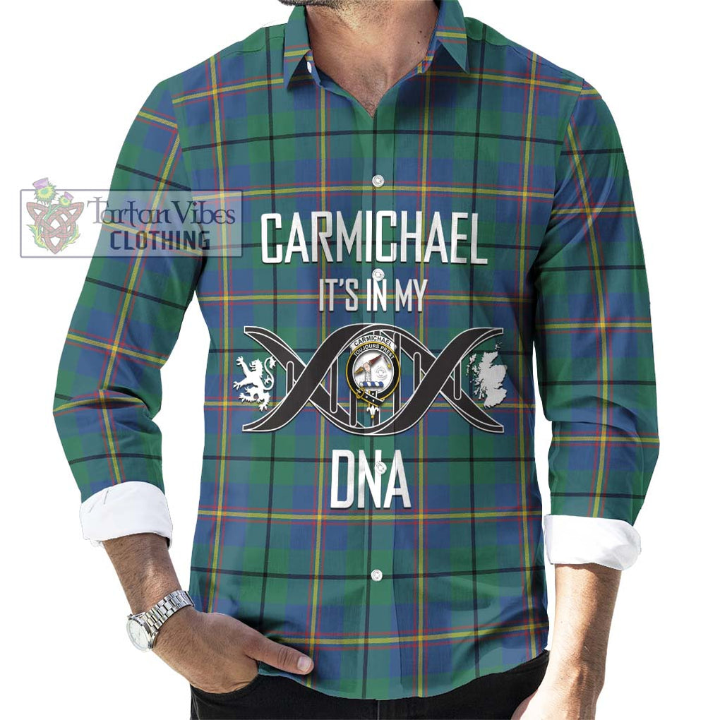 Carmichael Ancient Tartan Long Sleeve Button Shirt with Family Crest DNA In Me Style Men's Shirt S - Tartanvibesclothing Shop