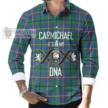 Carmichael Ancient Tartan Long Sleeve Button Shirt with Family Crest DNA In Me Style