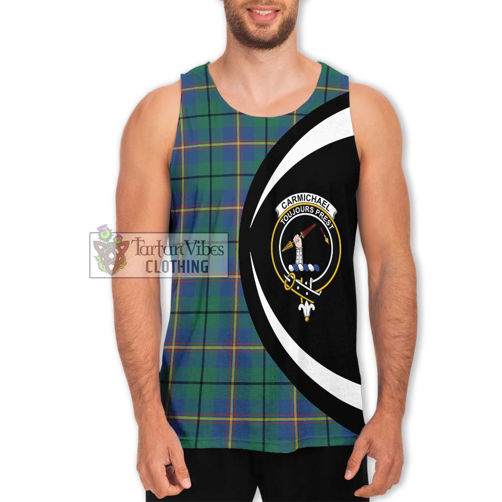 Carmichael Ancient Tartan Men's Tank Top with Family Crest Circle Style Men - Tartan Vibes Clothing