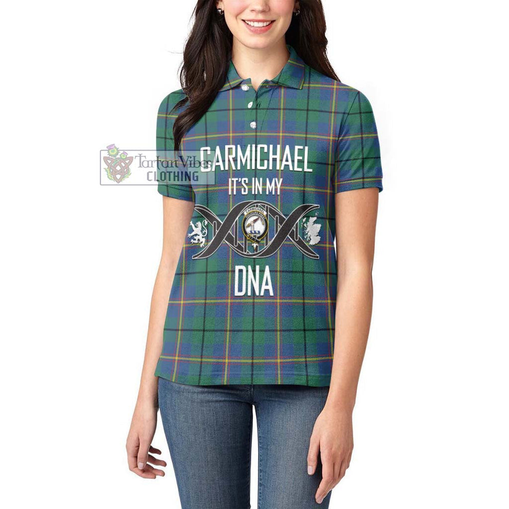 Carmichael Ancient Tartan Women's Polo Shirt with Family Crest DNA In Me Style Women - Tartanvibesclothing Shop