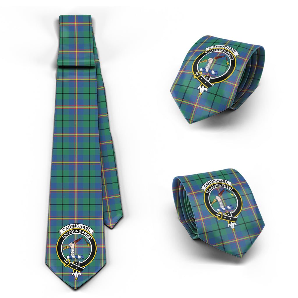 Carmichael Ancient Tartan Classic Necktie with Family Crest Necktie One Size - Tartan Vibes Clothing