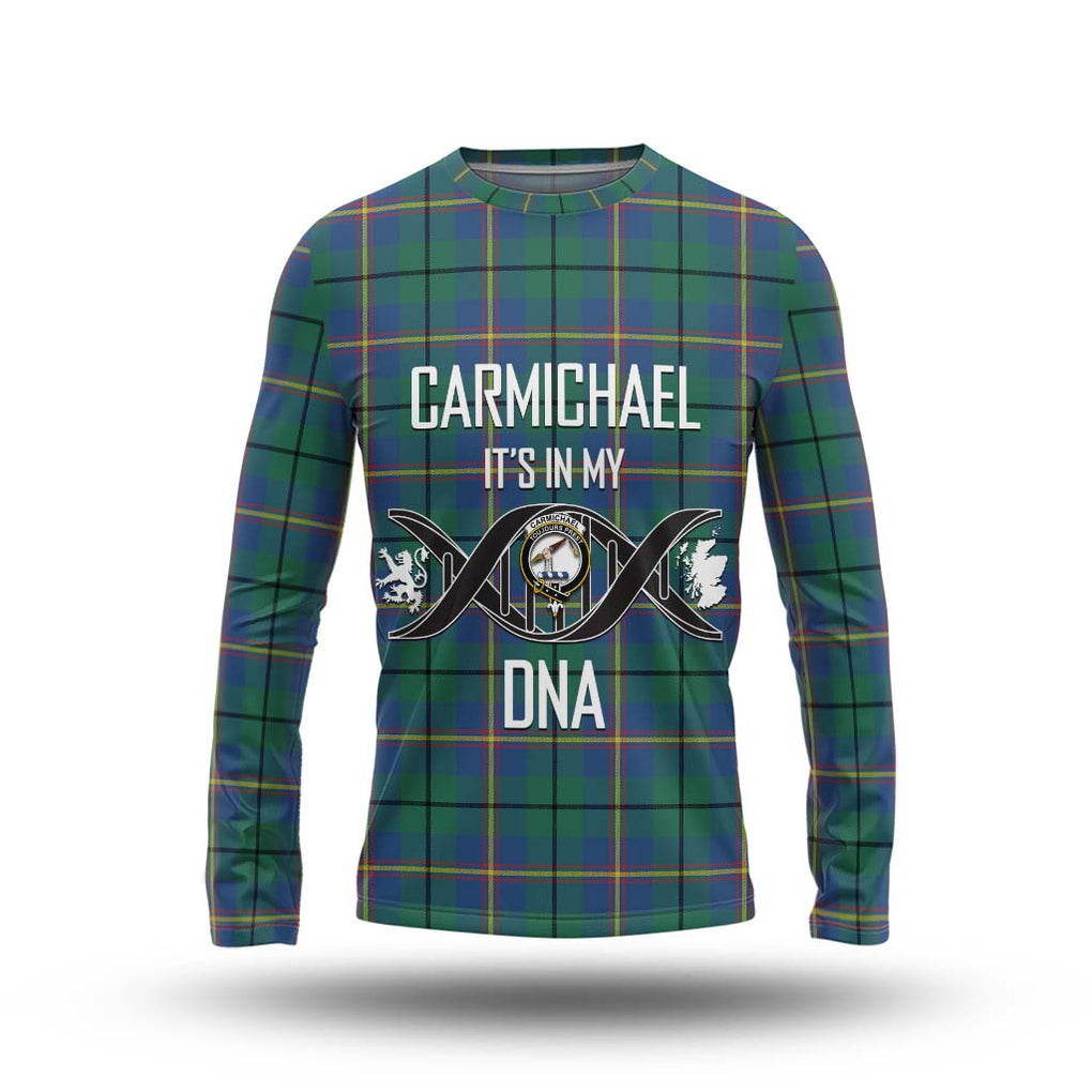 Carmichael Ancient Tartan Long Sleeve T-Shirt with Family Crest DNA In Me Style Unisex - Tartanvibesclothing Shop