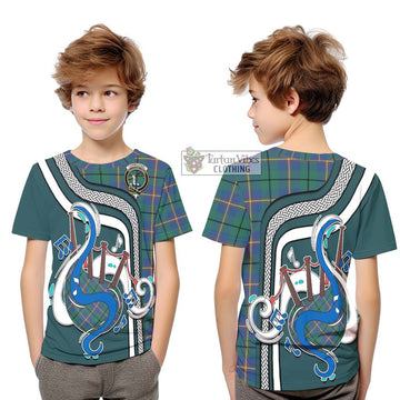 Carmichael Ancient Tartan Kid T-Shirt with Epic Bagpipe Style