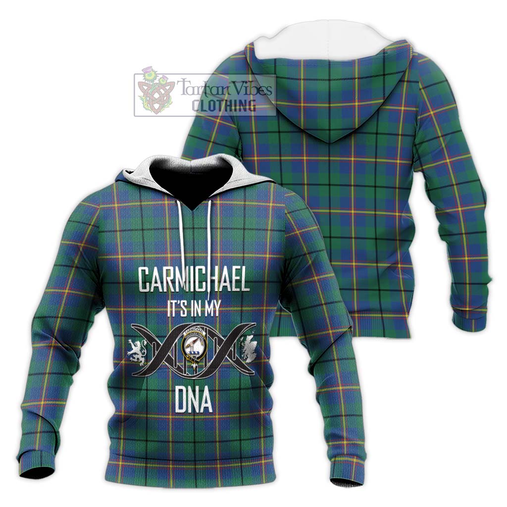 Tartan Vibes Clothing Carmichael Ancient Tartan Knitted Hoodie with Family Crest DNA In Me Style