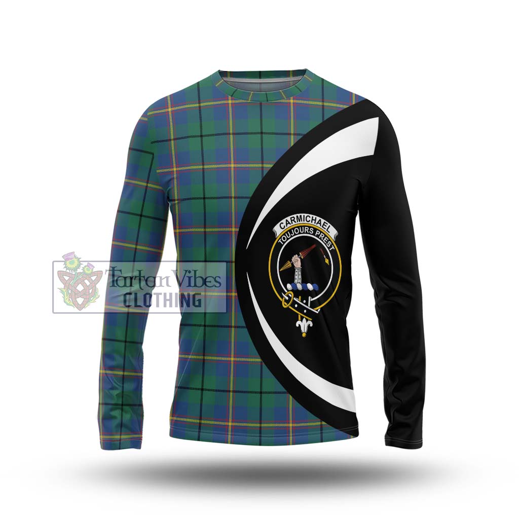 Carmichael Ancient Tartan Long Sleeve T-Shirt with Family Crest Circle Style Unisex - Tartan Vibes Clothing