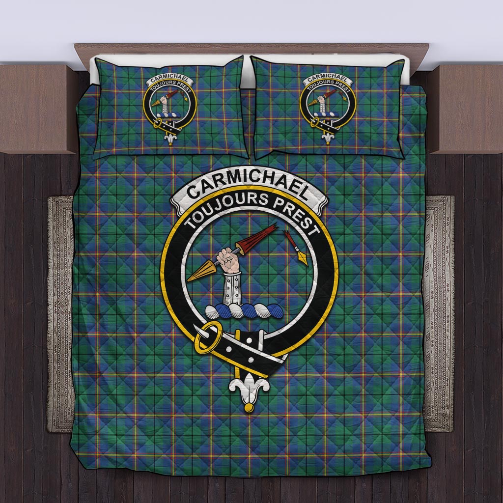 Carmichael Ancient Tartan Quilt Bed Set with Family Crest Twin - Tartan Vibes Clothing