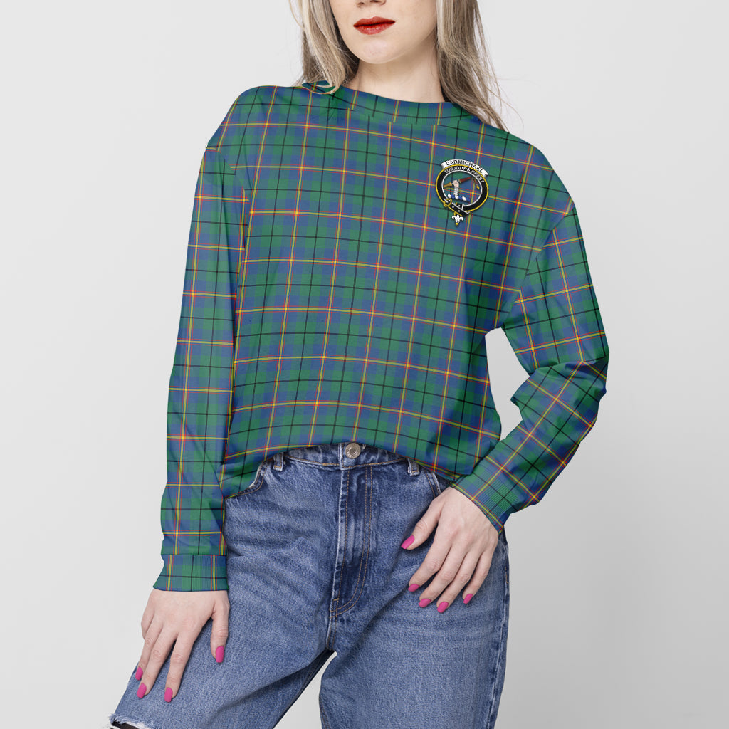 Carmichael Ancient Tartan Sweatshirt with Family Crest - Tartan Vibes Clothing