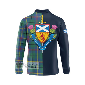 Carmichael Ancient Tartan Long Sleeve Polo Shirt Alba with Scottish Lion Royal Arm Half Style