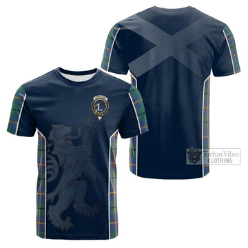 Carmichael Ancient Tartan Cotton T-shirt with Family Crest and Lion Rampant Vibes Sport Style