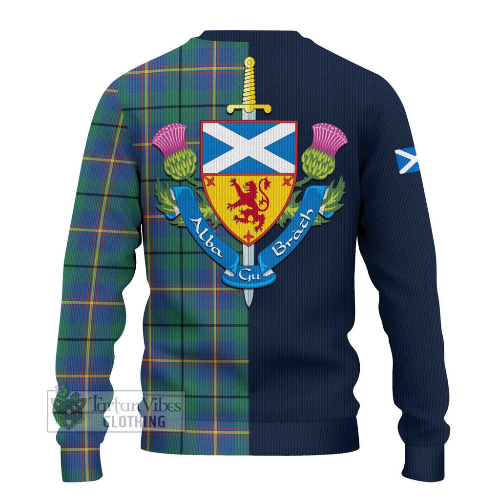 Tartan Vibes Clothing Carmichael Ancient Tartan Knitted Sweater with Scottish Lion Royal Arm Half Style