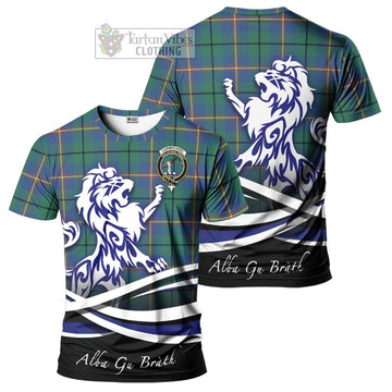 Carmichael Ancient Tartan Cotton T-shirt with Alba Gu Brath Regal Lion Emblem