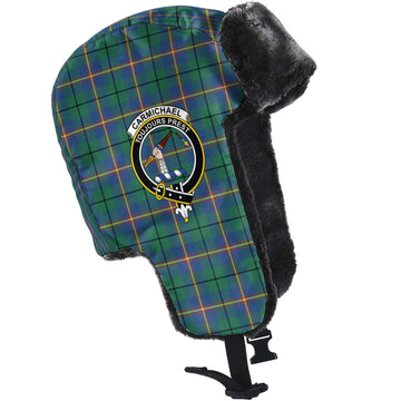 Carmichael Ancient Tartan Winter Trapper Hat with Family Crest