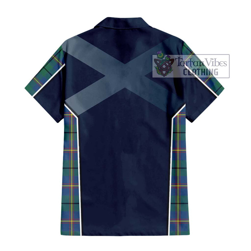 Carmichael Ancient Tartan Short Sleeve Button Shirt with Family Crest and Lion Rampant Vibes Sport Style - Tartan Vibes Clothing