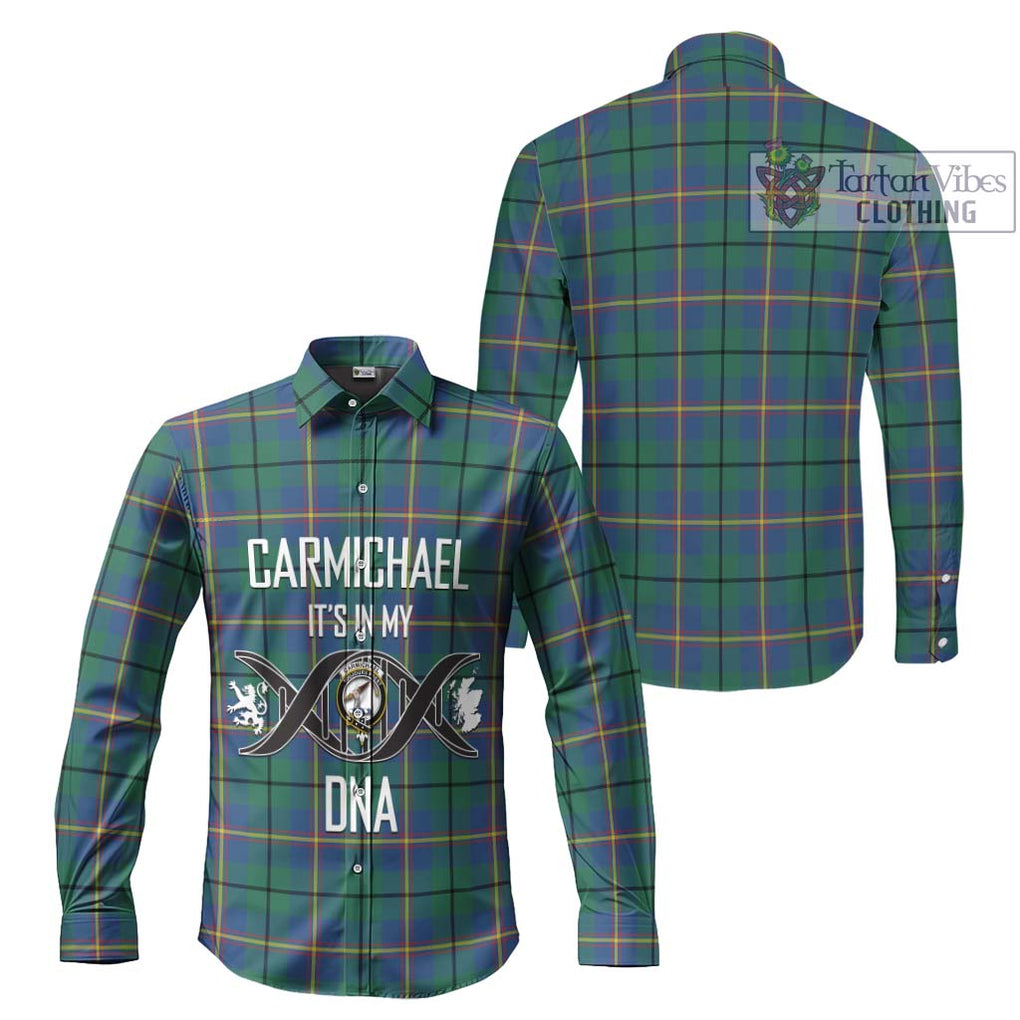 Carmichael Ancient Tartan Long Sleeve Button Shirt with Family Crest DNA In Me Style Men's Shirt - Tartanvibesclothing Shop