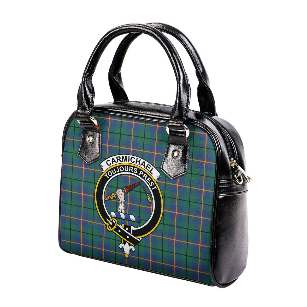 Carmichael Ancient Tartan Shoulder Handbags with Family Crest - Tartanvibesclothing