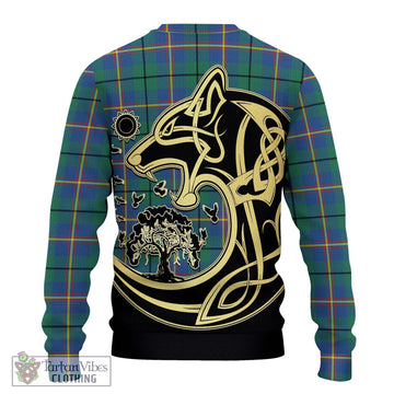 Carmichael Ancient Tartan Ugly Sweater with Family Crest Celtic Wolf Style