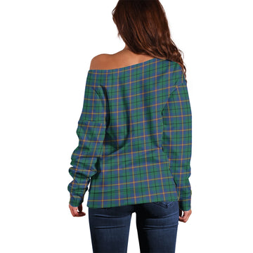 Carmichael Ancient Tartan Off Shoulder Women Sweater with Family Crest