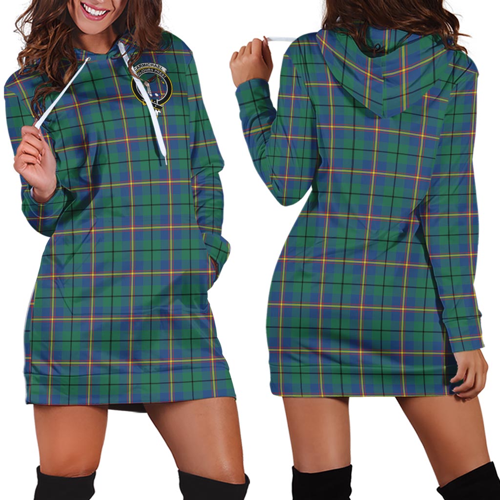 Carmichael Ancient Tartan Hoodie Dress with Family Crest - Tartan Vibes Clothing