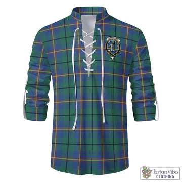 Carmichael Ancient Tartan Men's Scottish Traditional Jacobite Ghillie Kilt Shirt with Family Crest