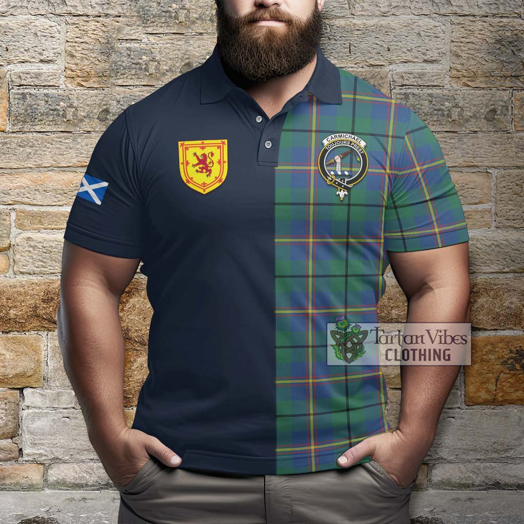 Tartan Vibes Clothing Carmichael Ancient Tartan Polo Shirt with Scottish Lion Royal Arm Half Style