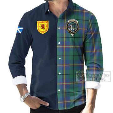 Carmichael Ancient Tartan Long Sleeve Button Shirt Alba with Scottish Lion Royal Arm Half Style