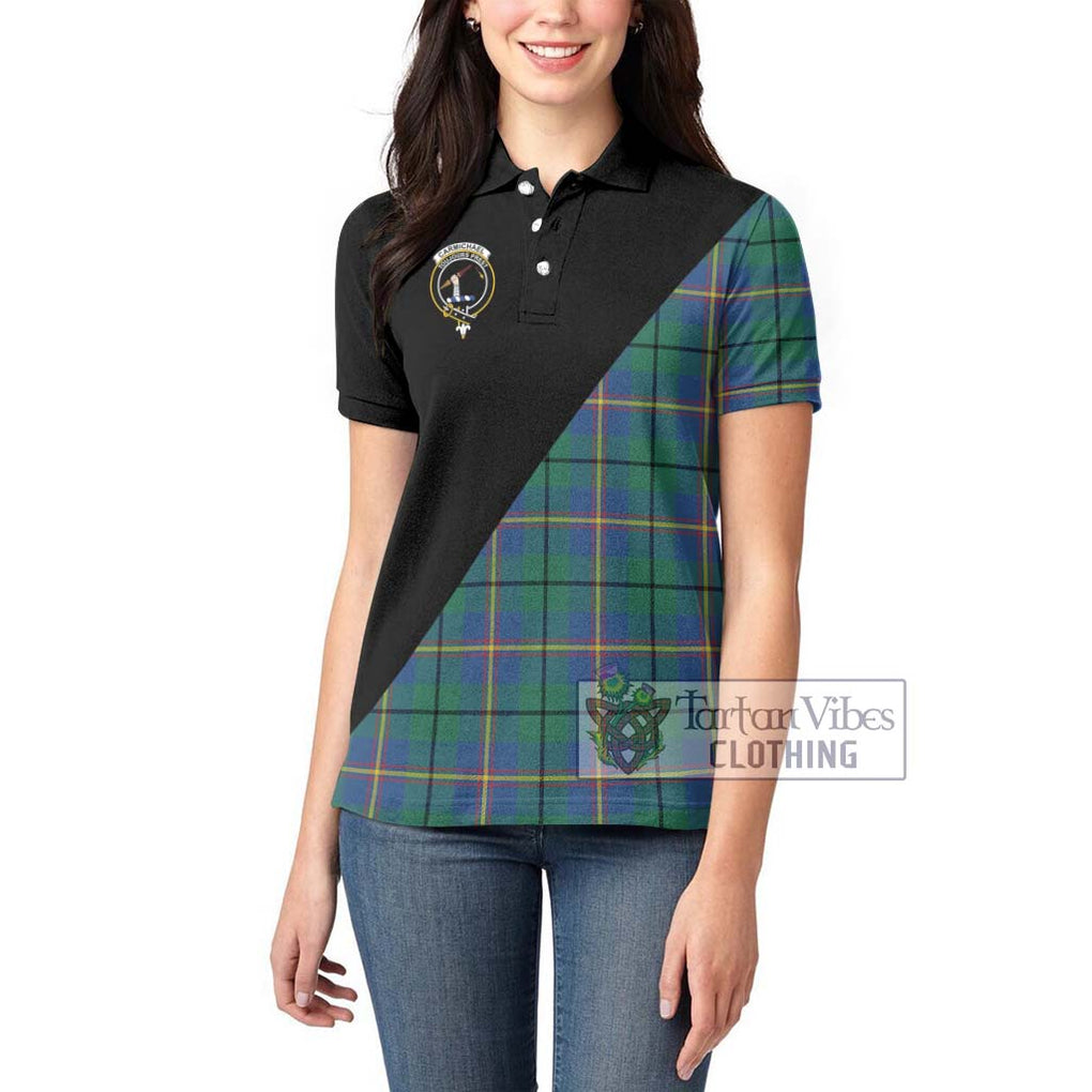 Carmichael Ancient Tartan Women's Polo Shirt with Family Crest and Military Logo Style - Tartanvibesclothing Shop