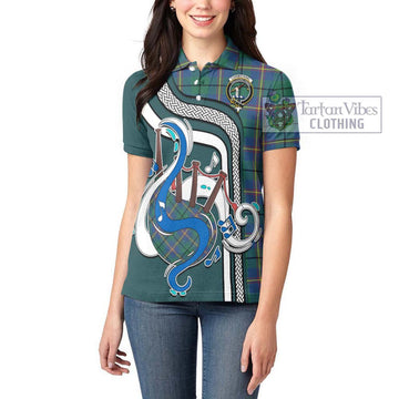 Carmichael Ancient Tartan Women's Polo Shirt with Epic Bagpipe Style