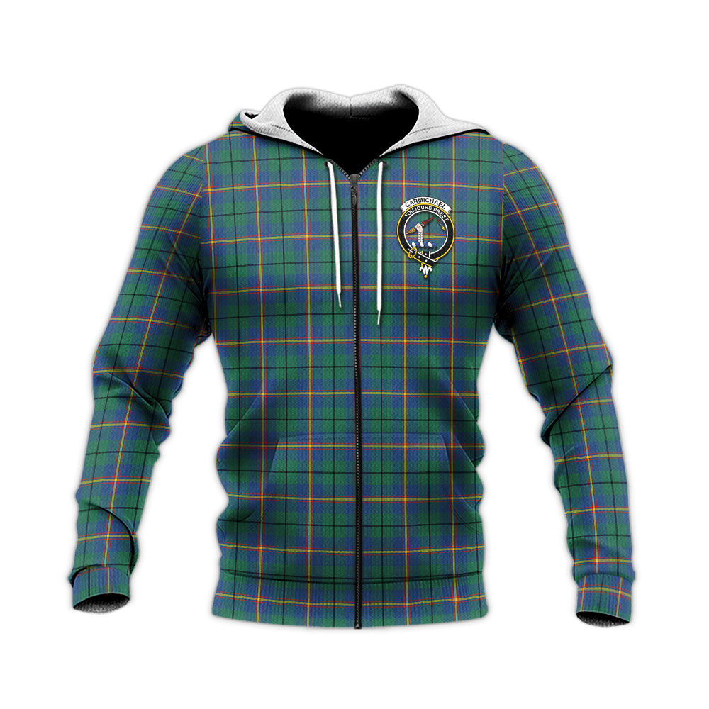 carmichael-ancient-tartan-knitted-hoodie-with-family-crest