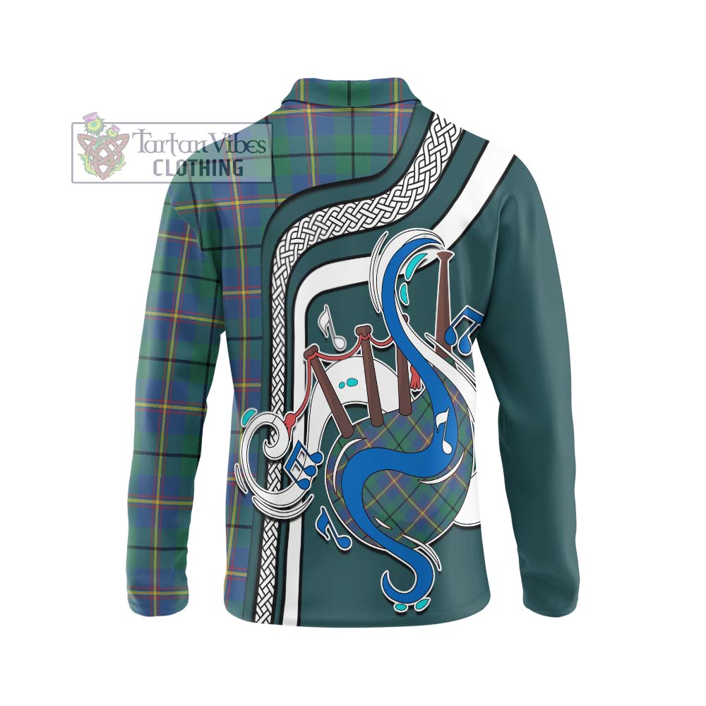 Tartan Vibes Clothing Carmichael Ancient Tartan Long Sleeve Polo Shirt with Epic Bagpipe Style