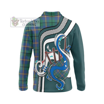 Carmichael Ancient Tartan Long Sleeve Polo Shirt with Epic Bagpipe Style