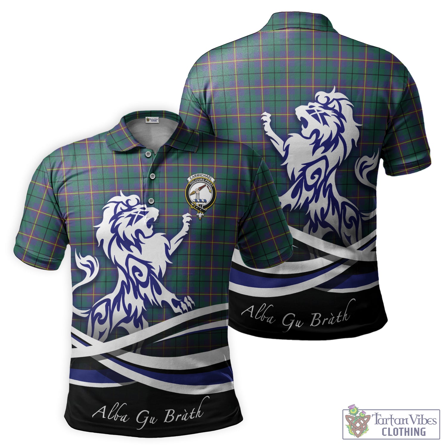 carmichael-ancient-tartan-polo-shirt-with-alba-gu-brath-regal-lion-emblem