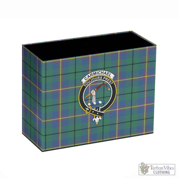 Carmichael Ancient Tartan Pen Holder with Family Crest