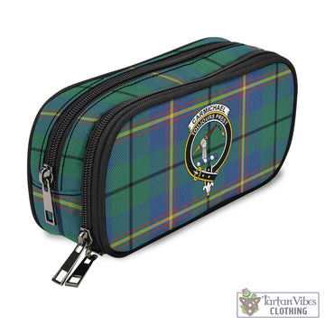 Carmichael Ancient Tartan Pen and Pencil Case with Family Crest