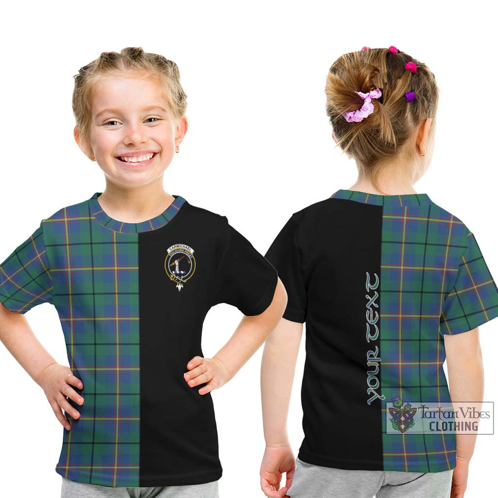 Carmichael Ancient Tartan Kid T-Shirt with Family Crest and Half Of Me Style - Tartanvibesclothing Shop