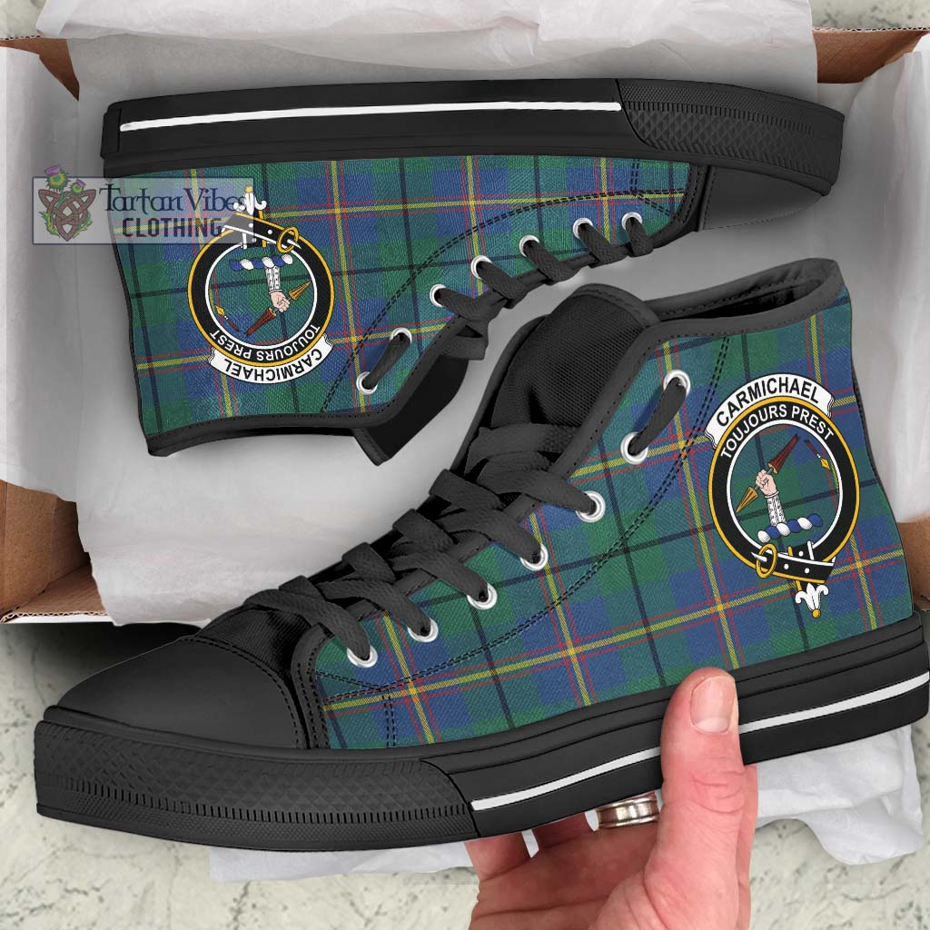 Tartan Vibes Clothing Carmichael Ancient Tartan High Top Shoes with Family Crest