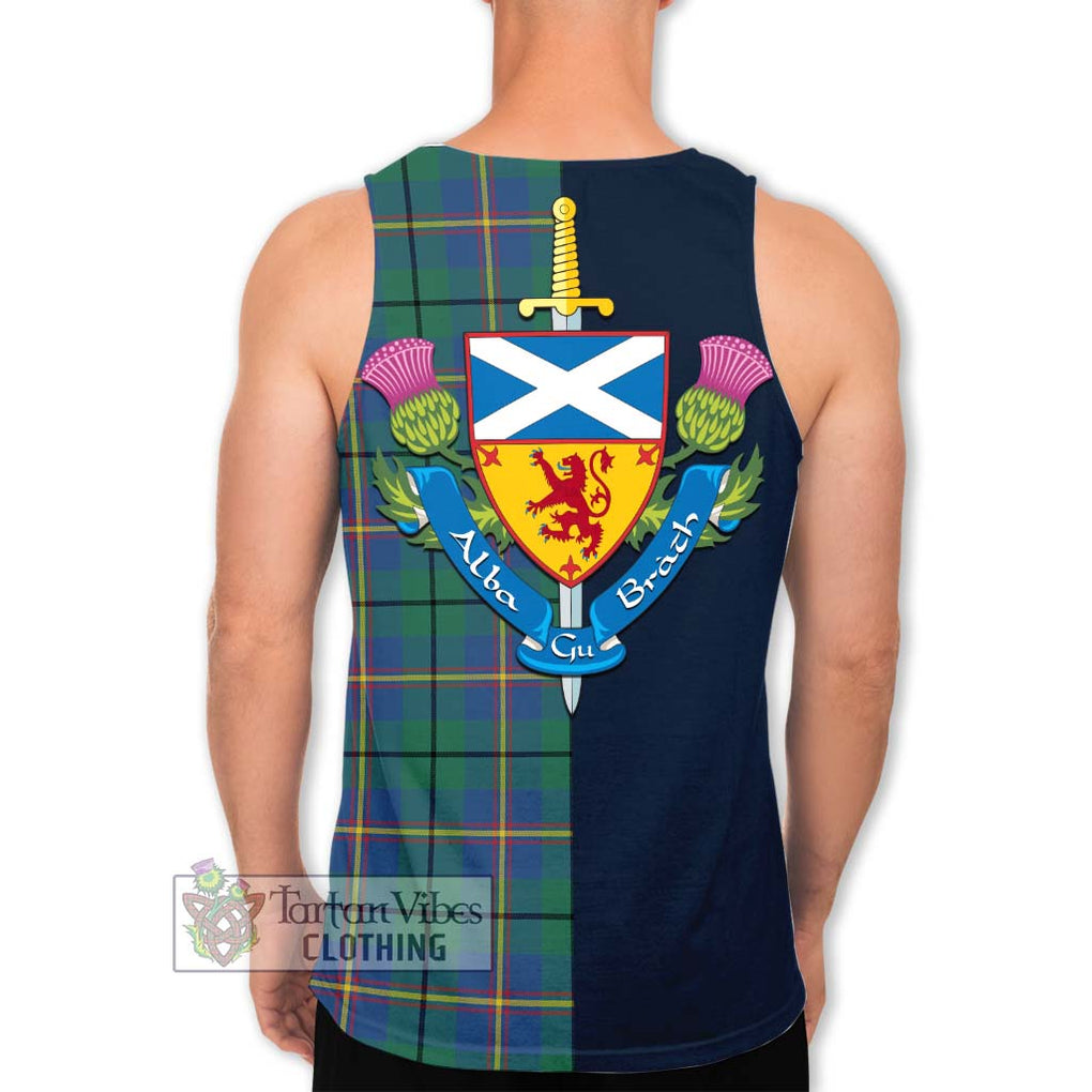 Tartan Vibes Clothing Carmichael Ancient Tartan Men's Tank Top with Scottish Lion Royal Arm Half Style